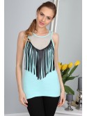 Women\'s top with fringes Turquoise 2947 - Online store - Boutique